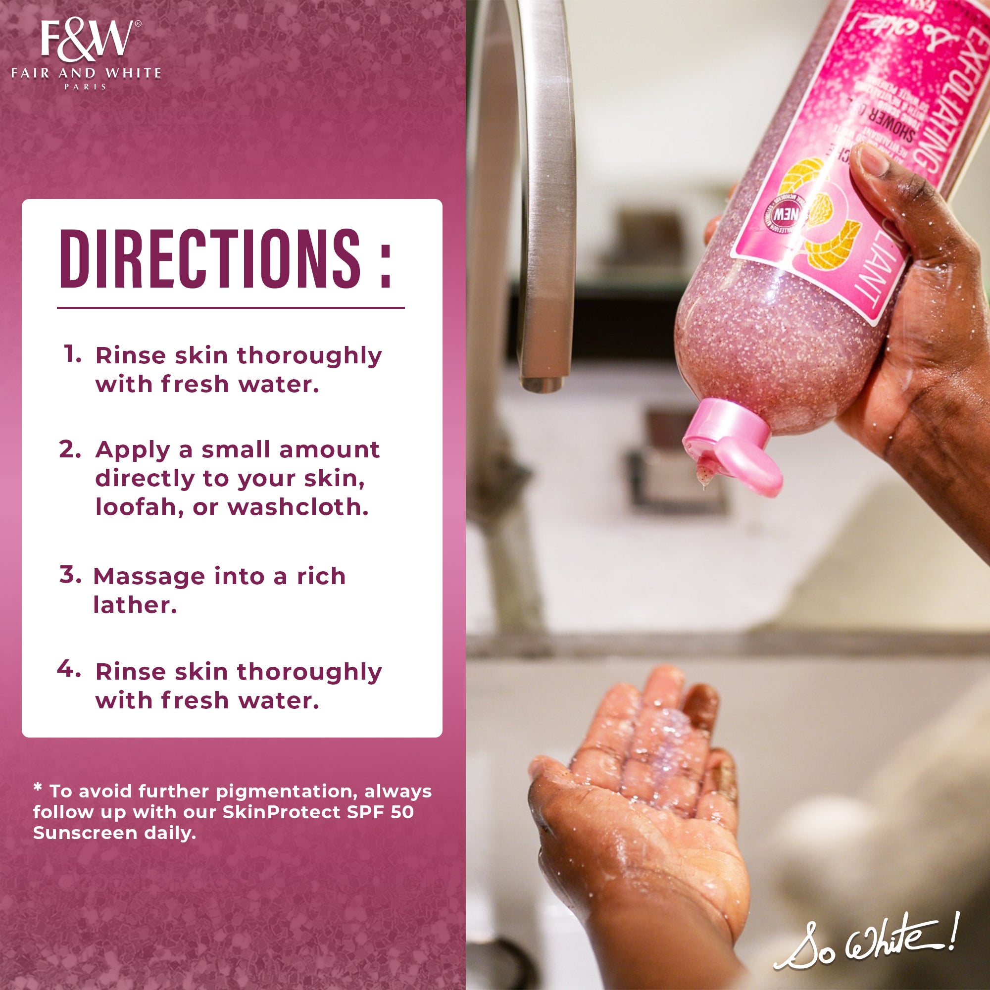 Fair And White So White Exfoliating Shower Gel With Tonic Scrub 940ml / 31.8 fl oz