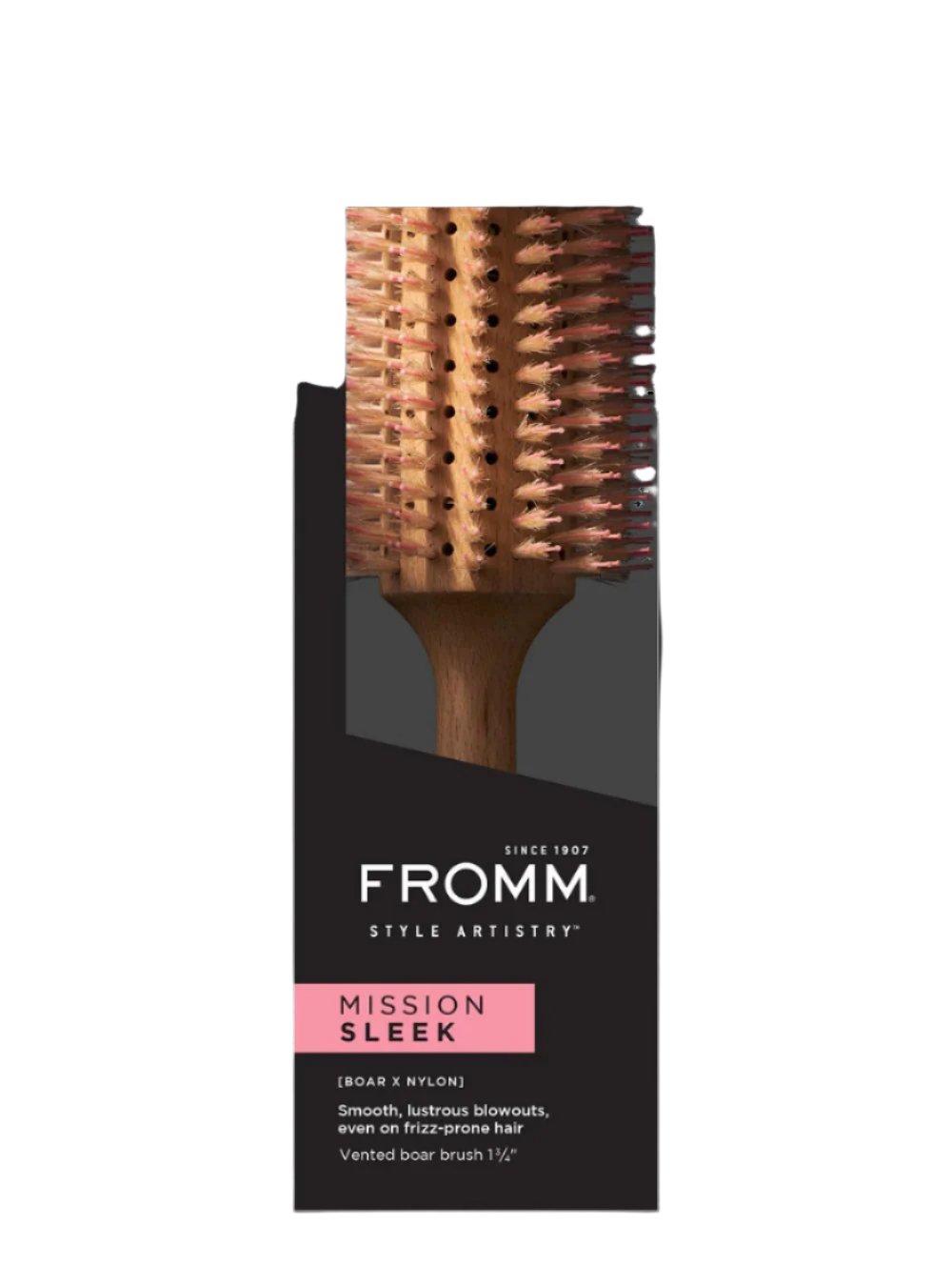 FROMM Mission Sleek Vented Round Wood Hair Brush w/Boar Bristles - 1 3/4"
