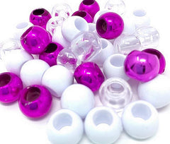 Tara Large Hair Beads - Purple, White & Clear Jumbo Pack #72864