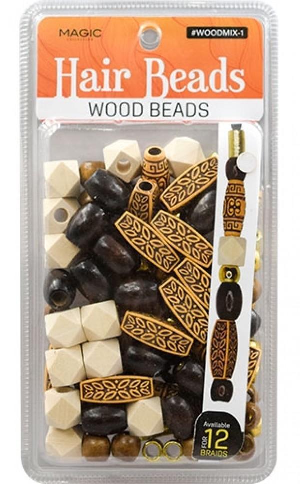 Magic Collection Hair Beads Wood Beads - #WOODMIX1