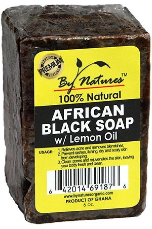 By Natures 100% Natural African Black Soap with Lemon Oil