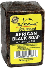 By Natures 100% Natural African Black Soap with Lemon Oil