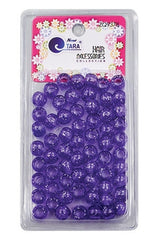 Tara Large Hair Beads - Purple w/ Silver Glitter #ZQ9378