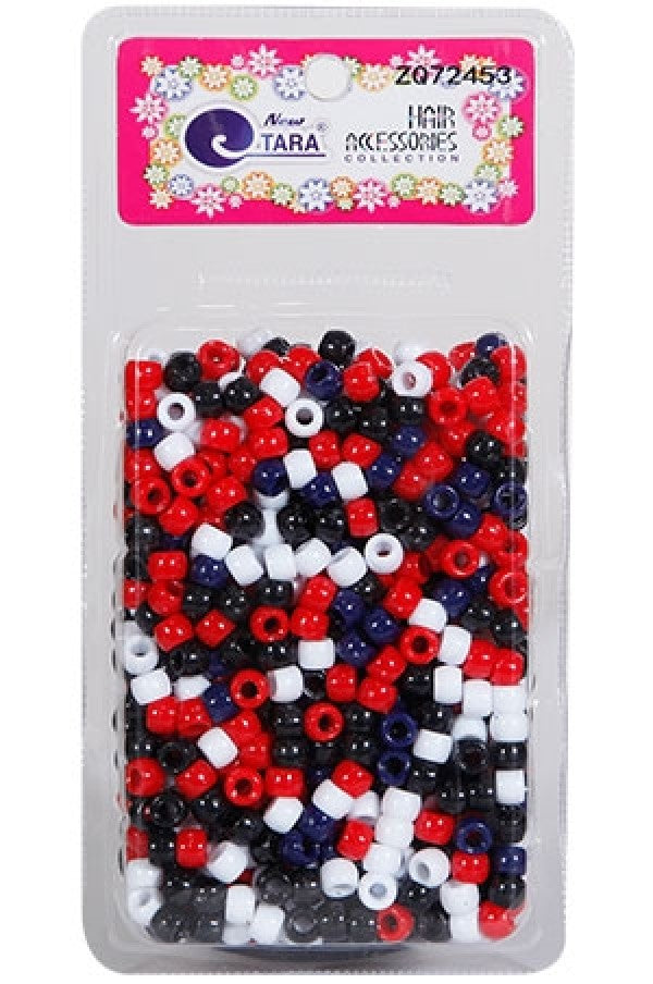Tara Hair Beads - Red, Black, Navy & White Jumbo Pack Mix #72453