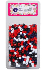 Tara Hair Beads - Red, Black, Navy & White Jumbo Pack Mix #72453