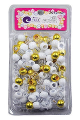 Tara Large Hair Beads - Gold, White & Clear Jumbo Pack #72862