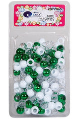 Tara Large Hair Beads - Green, White & Clear Jumbo Pack #72865