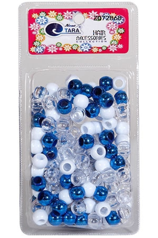 Tara Large Hair Beads - Blue, White & Clear Jumbo Pack #72868