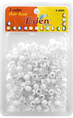 Eden 2 Colour Medium Hair Beads Jumbo Pack - Clear & White #2BR9-CWHT