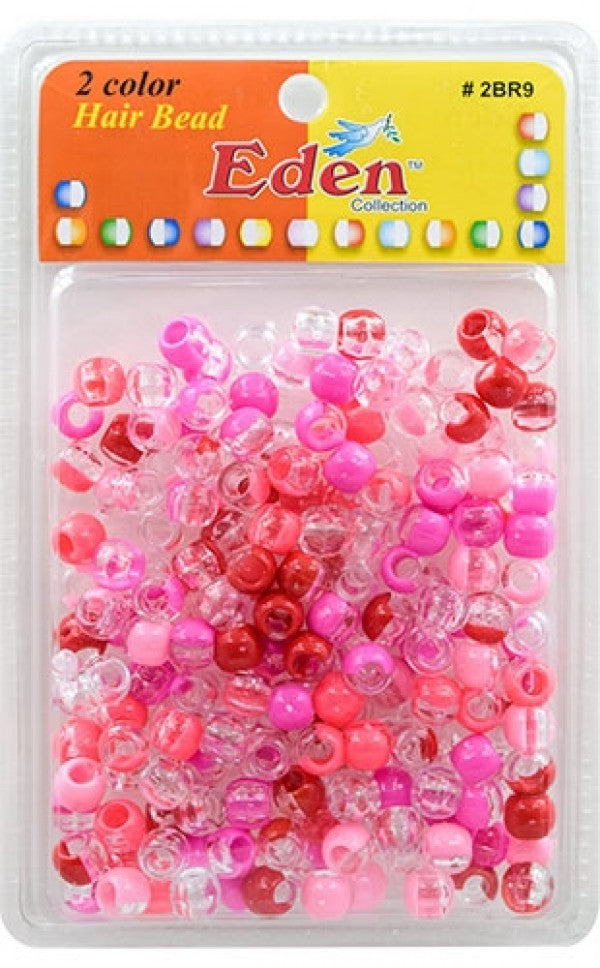 Eden 2 Colour Medium Hair Beads Jumbo Pack - Clear & Pink Mix #2BR9-CPNK6