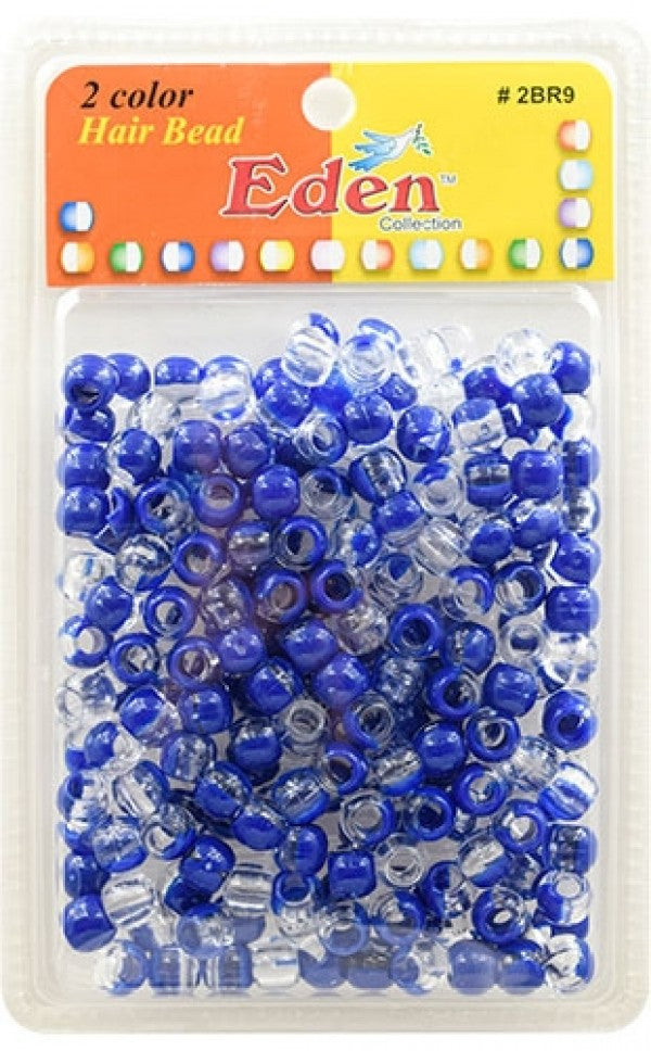 Eden 2 Colour Medium Hair Beads Jumbo Pack - Clear & Royal Blue #2BR9-CROY