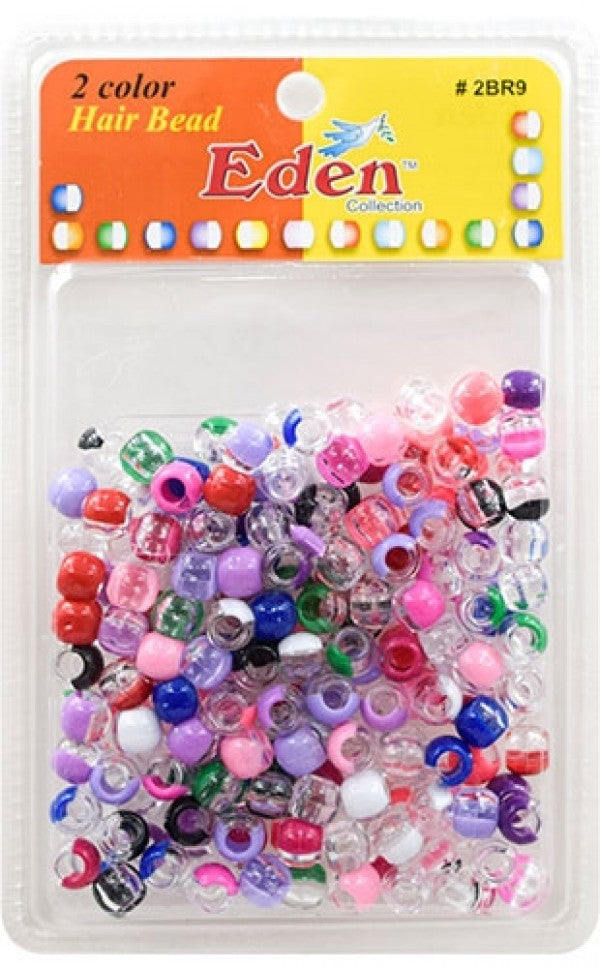 Eden 2 Colour Medium Hair Beads Jumbo Pack - Clear & Assorted #2BR9-CAST