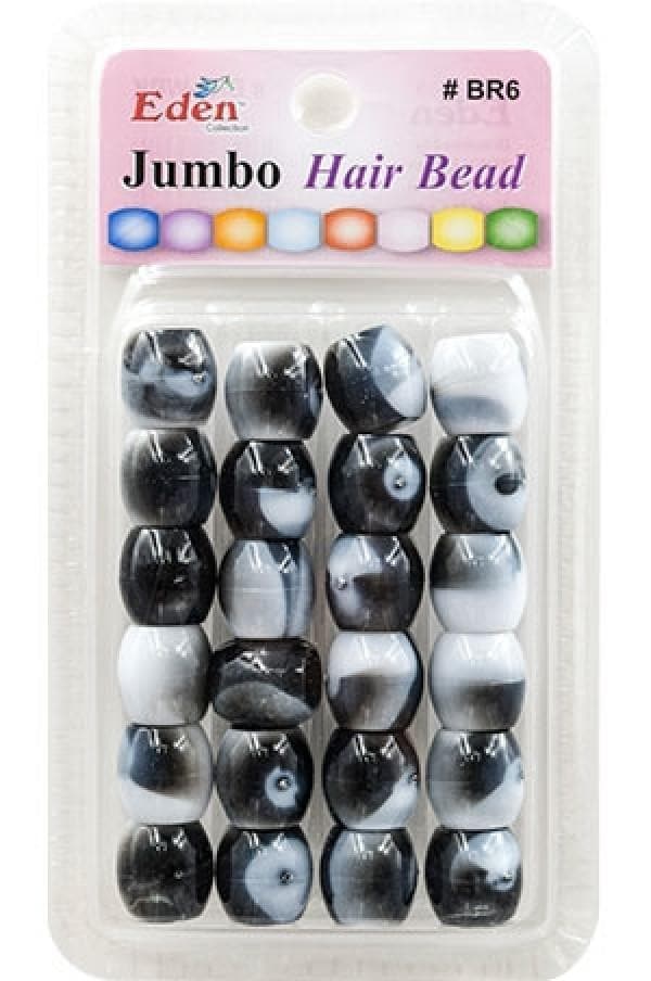 Eden Jumbo Hair Beads - Black 2 Tone #BR6WBK