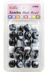 Eden Jumbo Hair Beads - Black 2 Tone #BR6WBK