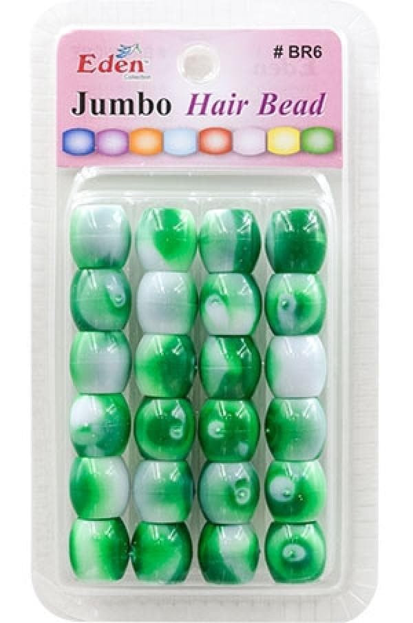 Eden Jumbo Hair Beads - Green 2 Tone #BR6WGRE