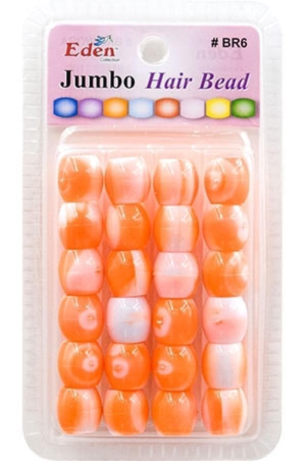 Eden Jumbo Hair Beads - Orange 2 Tone #BR6WORA