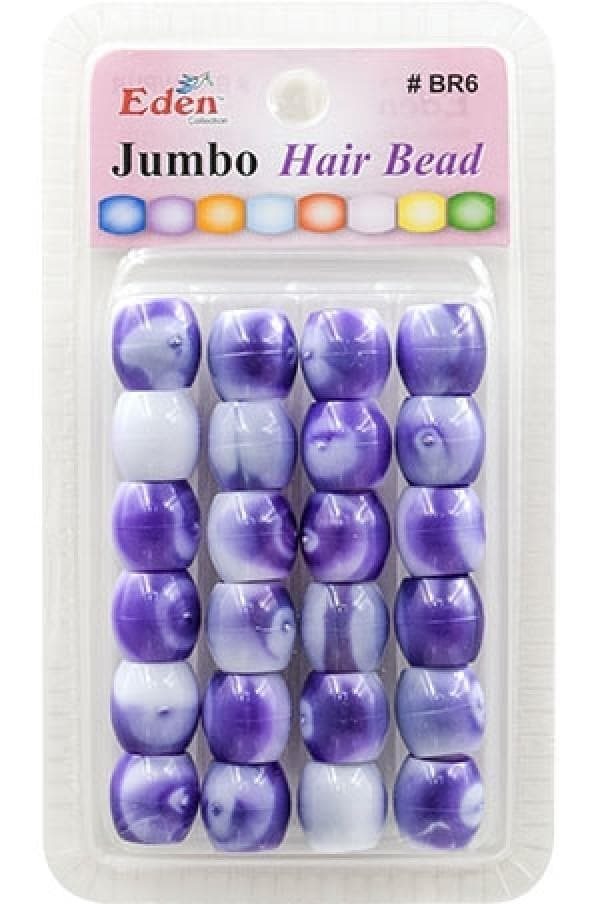 Eden Jumbo Hair Beads - Purple 2 Tone #BR6WPUR