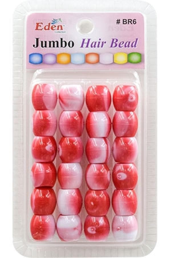 Eden Jumbo Hair Beads - Red 2 Tone #BR6WRED