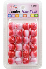 Eden Jumbo Hair Beads - Red 2 Tone #BR6WRED
