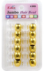 Eden Jumbo Hair Beads - Clear & Gold #BR6-MGC