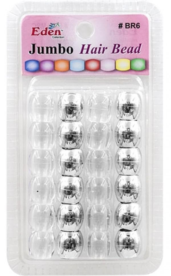 Eden Jumbo Hair Beads - Clear & Silver #BR6-MSC