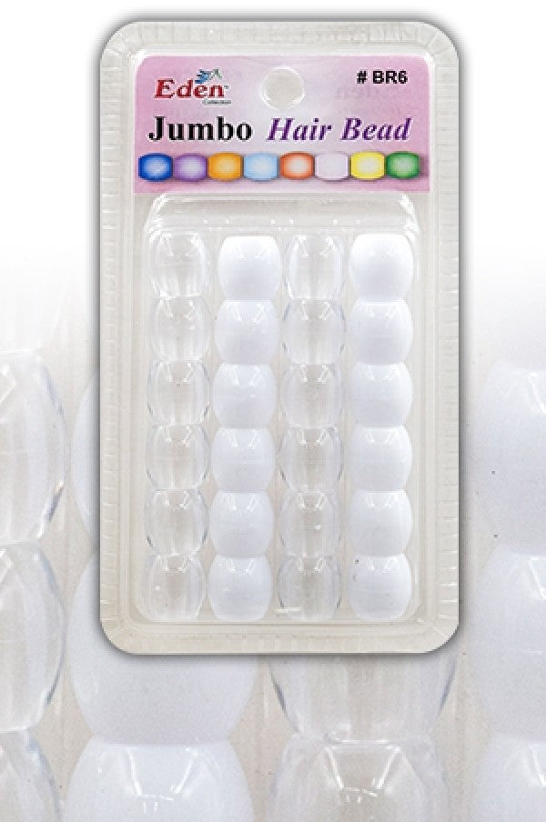 Eden Jumbo Hair Beads - White & Clear #BR6CW