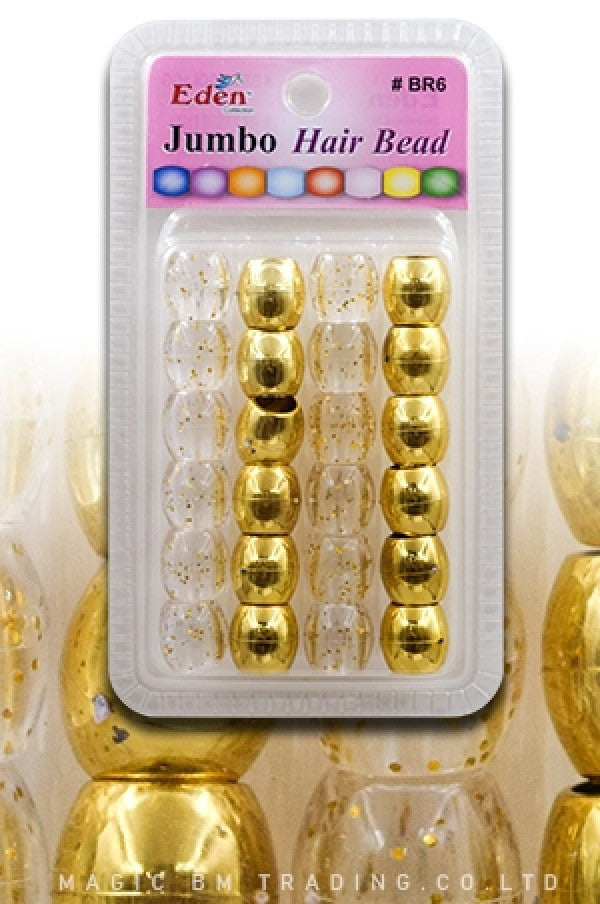 Eden Jumbo Hair Beads - Gold & Clear w/Glitter #BR6MGG