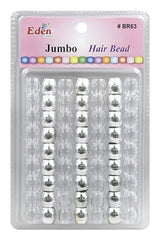 Eden Jumbo Hair Beads - Clear & Silver #BR63MSC