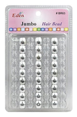 Eden Jumbo Hair Beads - Silver & Clear w/ Glitter #BR63MSG