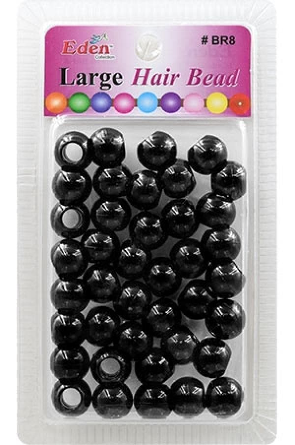 Eden Large Hair Beads - Black #BR8BK