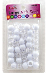 Eden Large Hair Beads - Clear & White #BR8CW