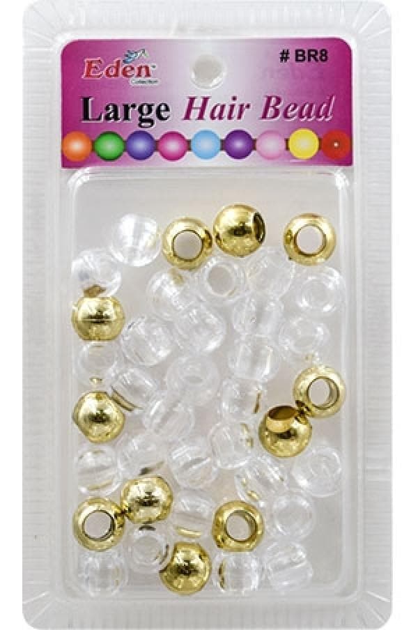 Eden Large Hair Beads - Clear & Gold #BR8MGC