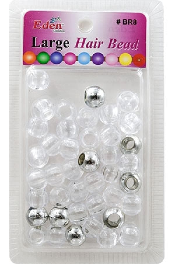 Eden Large Hair Beads - Clear & Silver #BR8MSC