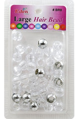 Eden Large Hair Beads - Clear & Silver #BR8MSC