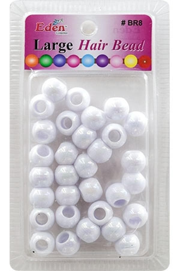 Eden Large Hair Beads - Glossy White #BR8WAB