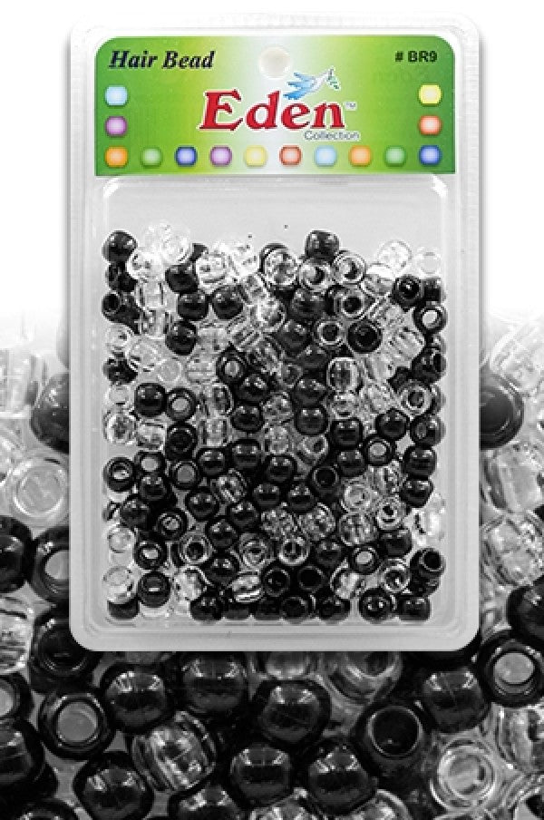 Eden Medium Hair Beads Jumbo Pack - Black & Clear #BR9BC