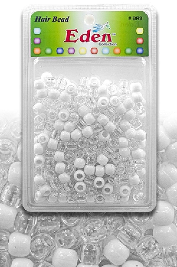 Eden Medium Hair Beads Jumbo Pack - Clear & White #BR9CW