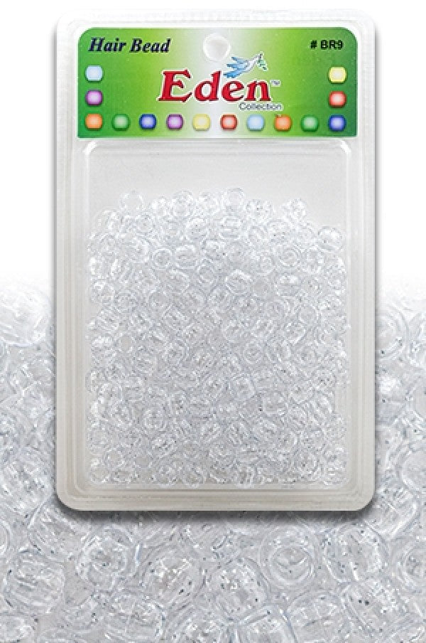 Eden Medium Hair Beads Jumbo Pack - Clear w/Silver Glitter #BR9SG