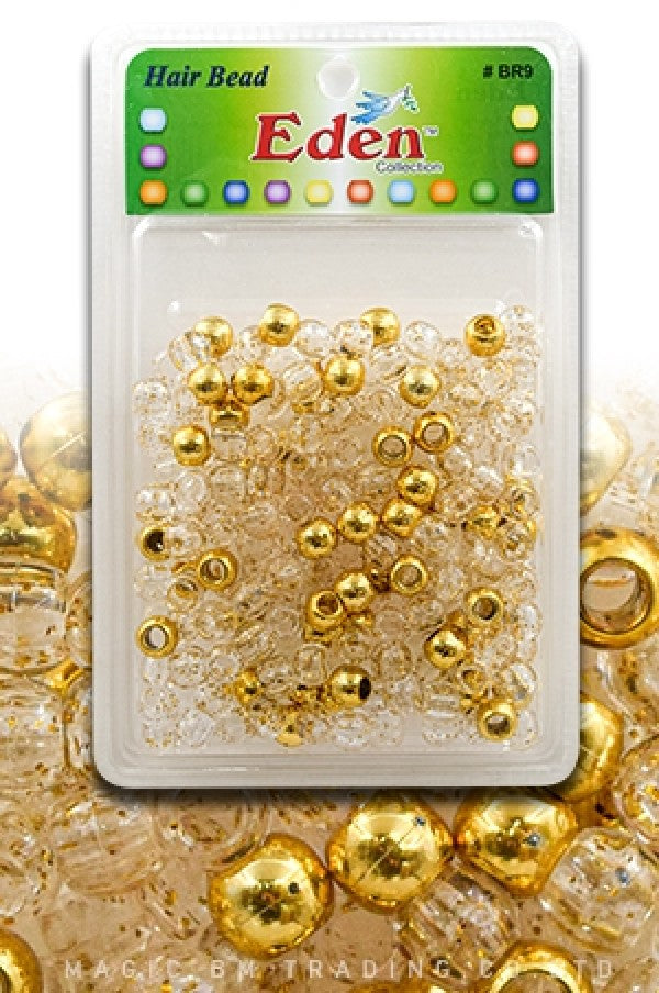 Eden Medium Hair Beads Jumbo Pack - Gold & Clear w/Glitter #BR9MGG