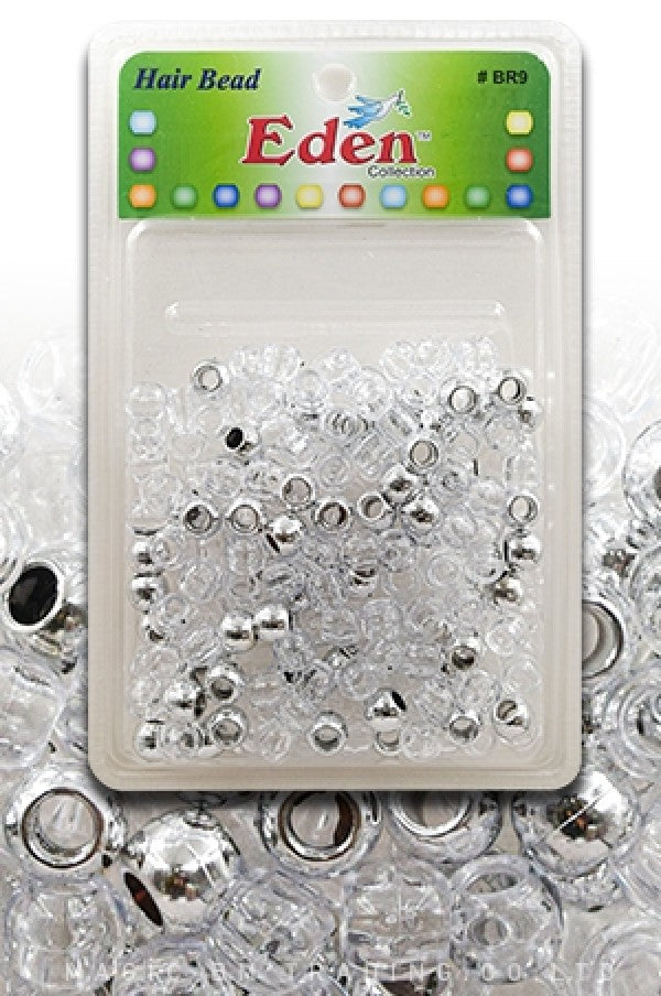 Eden Medium Hair Beads Jumbo Pack - Silver & Clear #BR9MSC