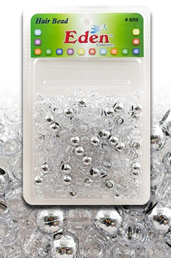 Eden Medium Hair Beads Jumbo Pack - Silver & Clear w/ Glitter #BR9MSG