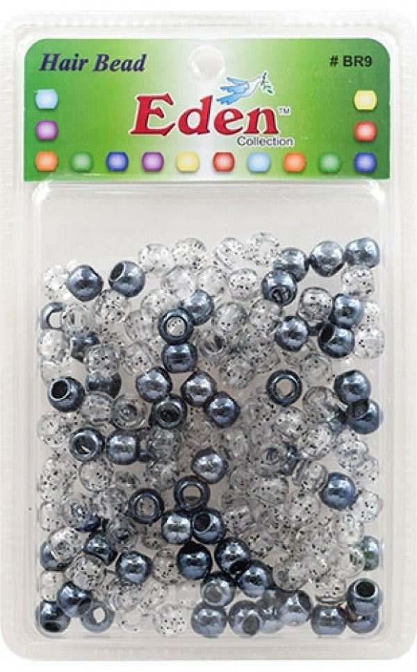 Eden Medium Hair Beads Jumbo Pack - Metalic Black w/Glitter #BR9TBLA