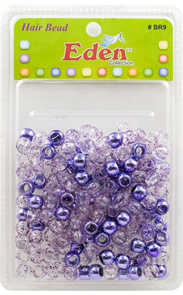 Eden Medium Hair Beads Jumbo Pack - Metalic Purple & Clear w/Glitter #BR9TPUR