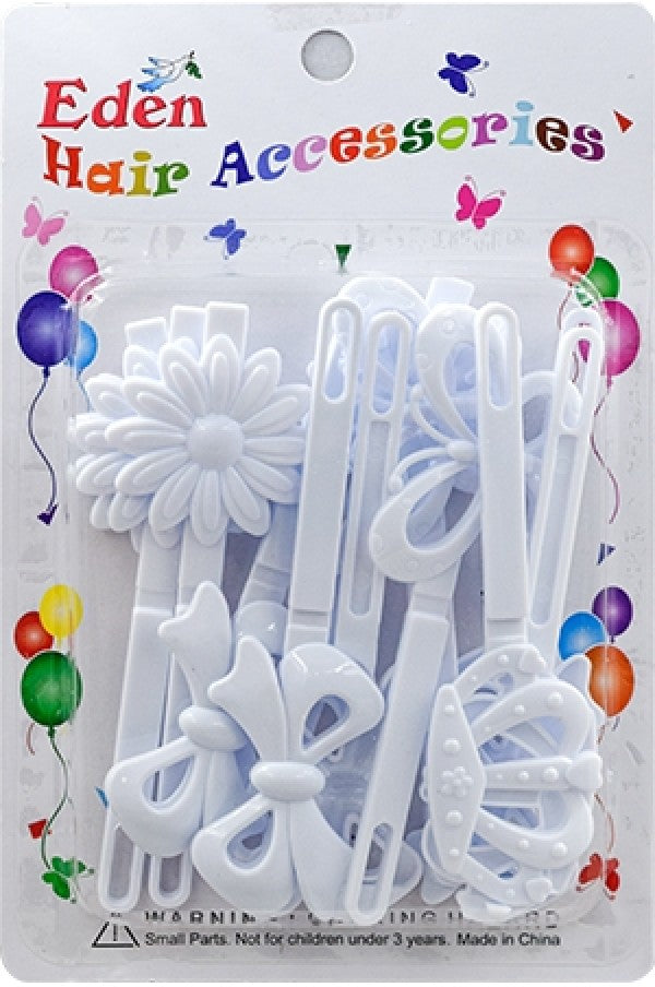 Eden Hair Barrettes - Jumbo Ribbons & Flowers White #JB-W