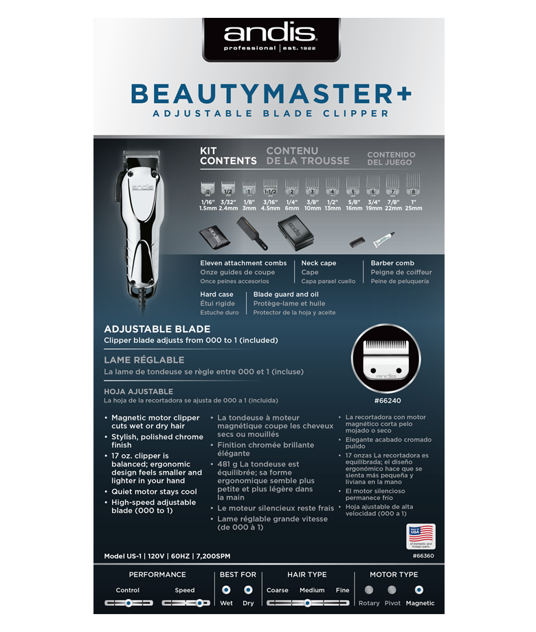Andis Beauty Master+ Adjustable Blade Clipper