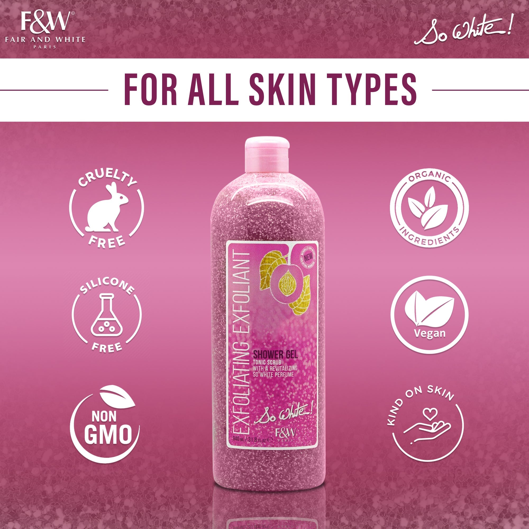 Fair And White So White Exfoliating Shower Gel With Tonic Scrub 940ml / 31.8 fl oz
