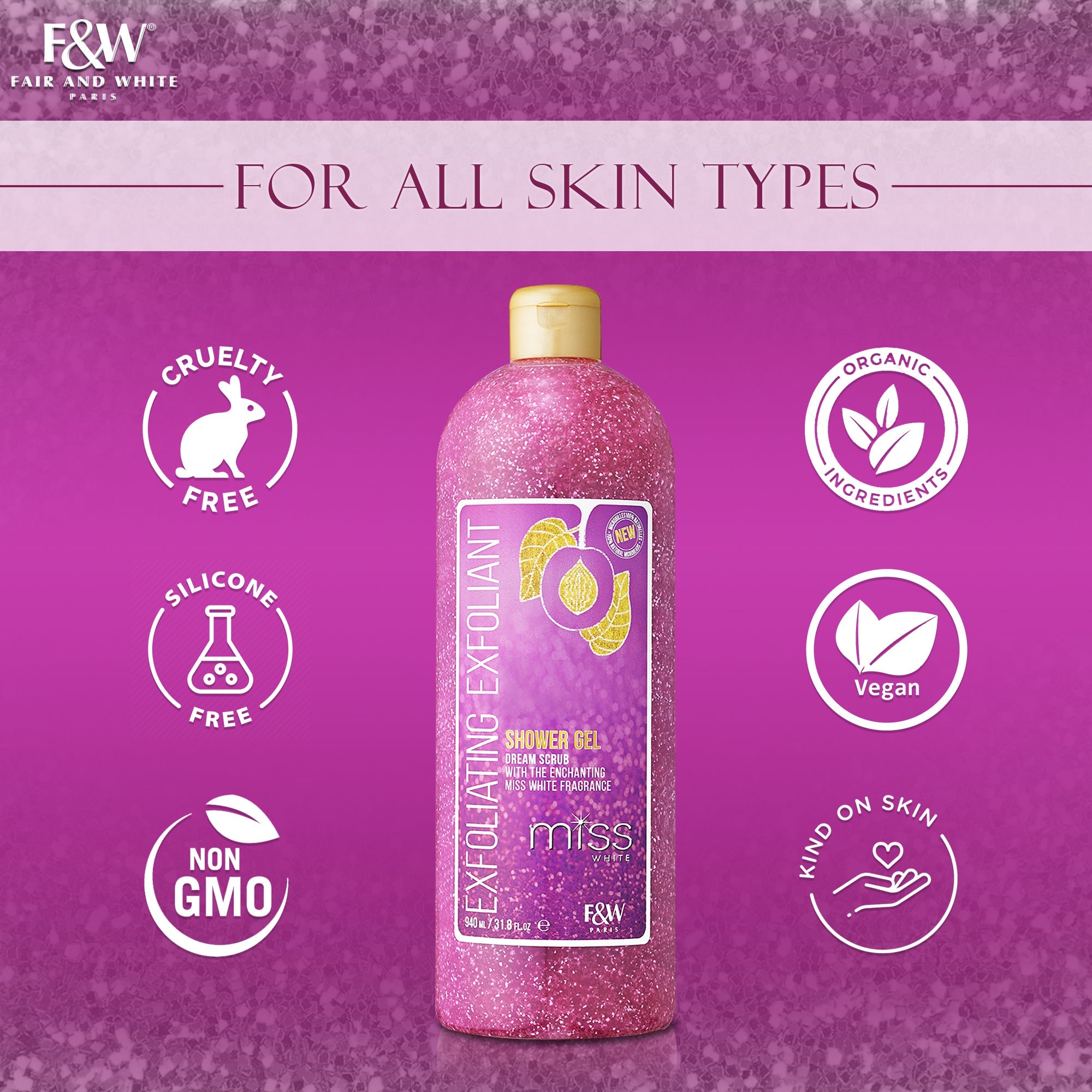 Fair and White Miss White Beauty Exfoliating Shower Gel 940 ml