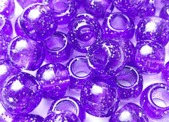 Tara Large Hair Beads - Purple w/ Silver Glitter #ZQ9378