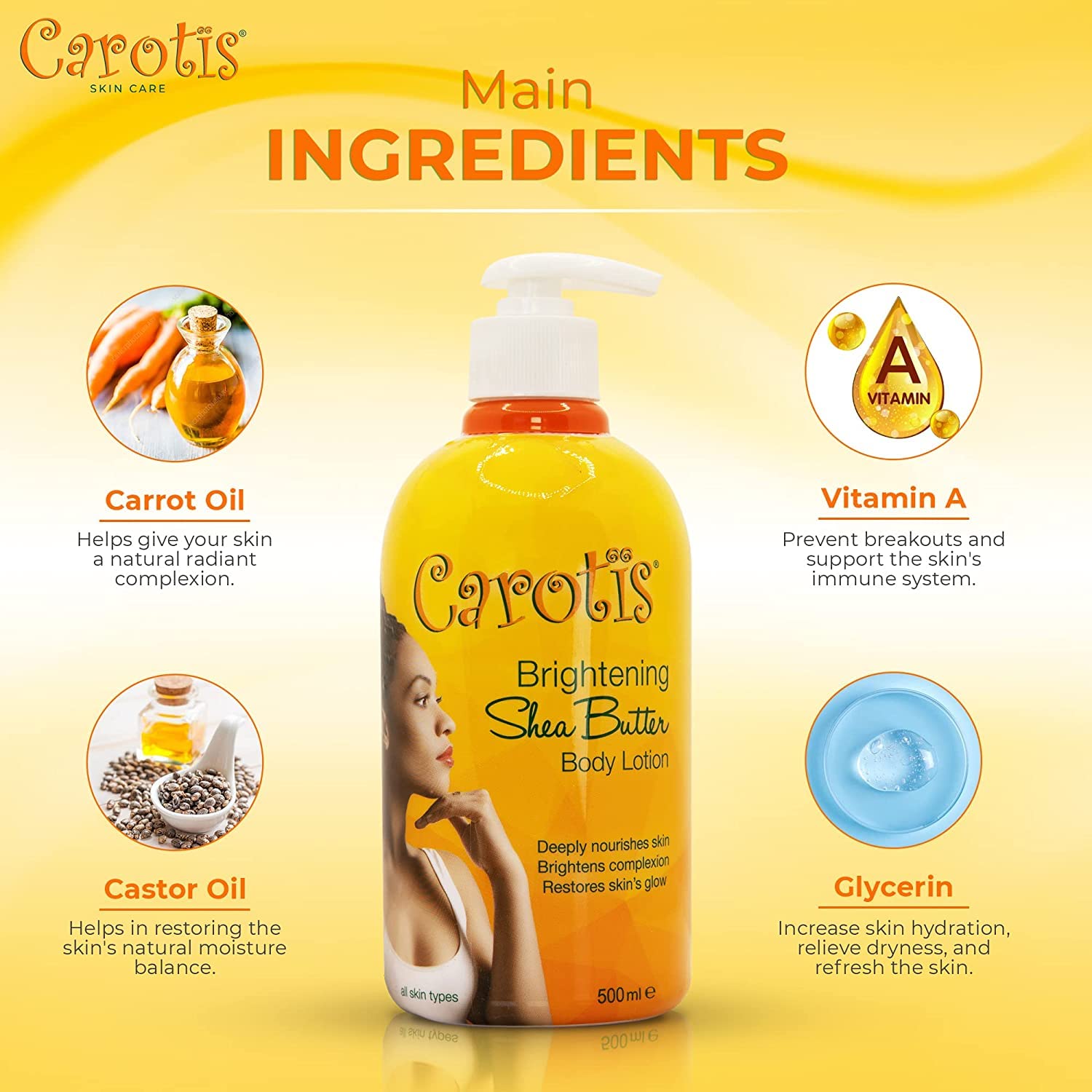 Carotis Brightening Shea Butter Body Lotion With Vitamin A 500ml / 16.9 fl oz