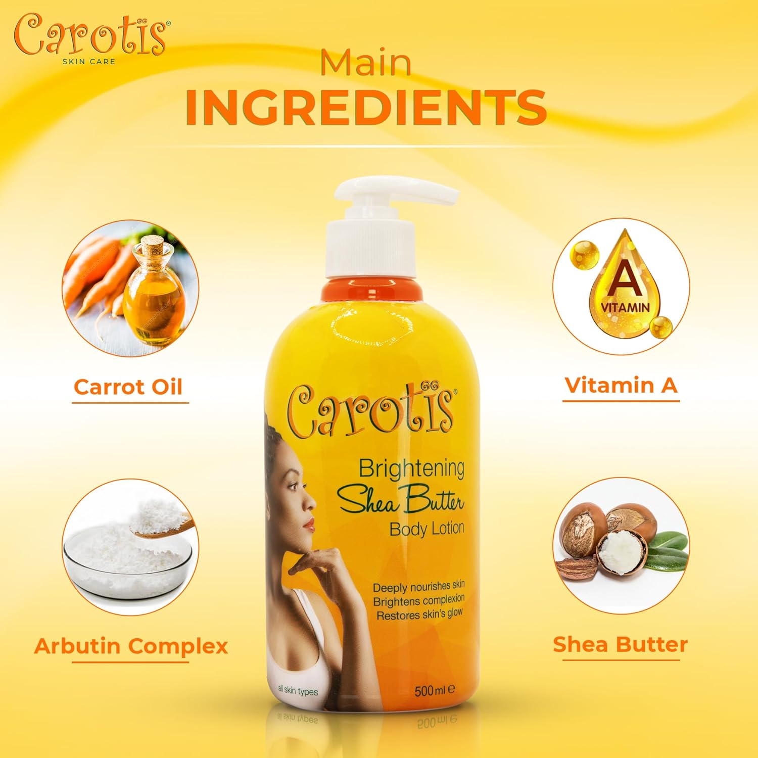 Carotis Brightening Shea Butter Body Lotion With Vitamin A 500ml / 16.9 fl oz